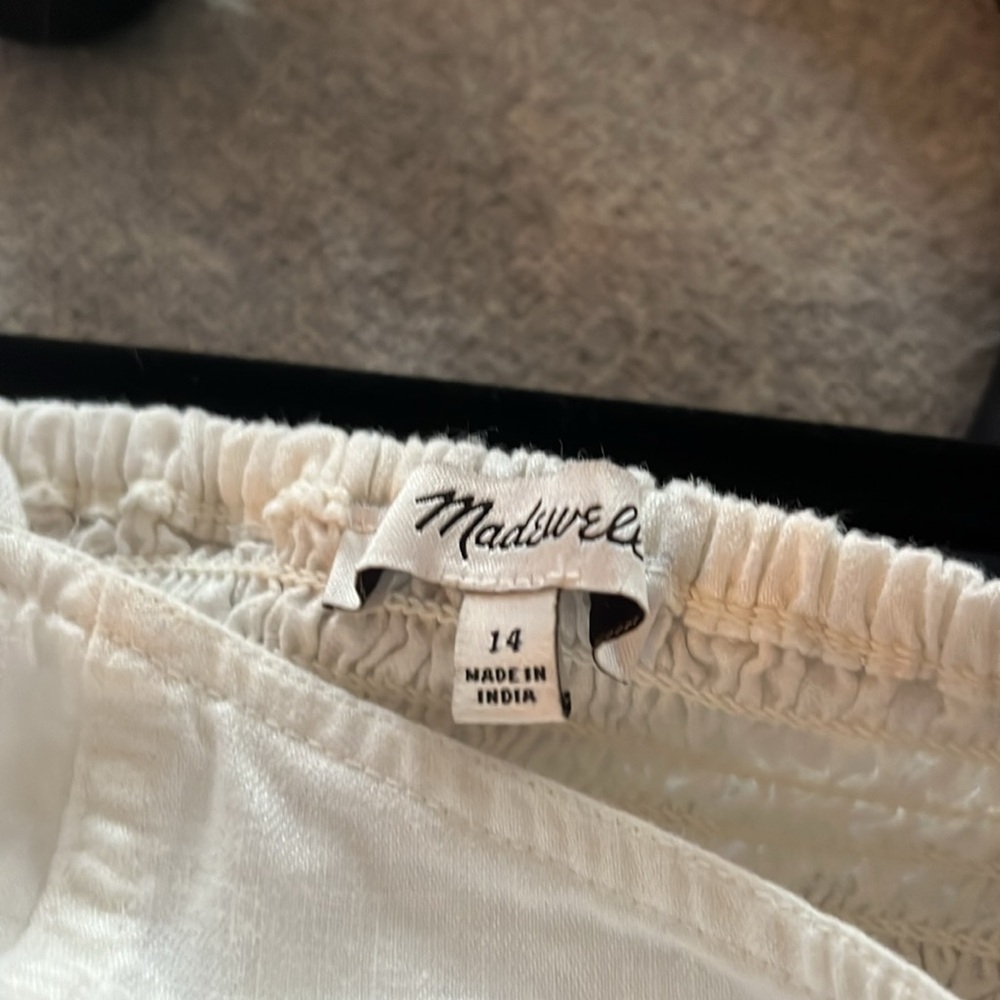 Madewell Linen Cotton Puff sleeve Mini dress size 14 - Picture 3 of 3